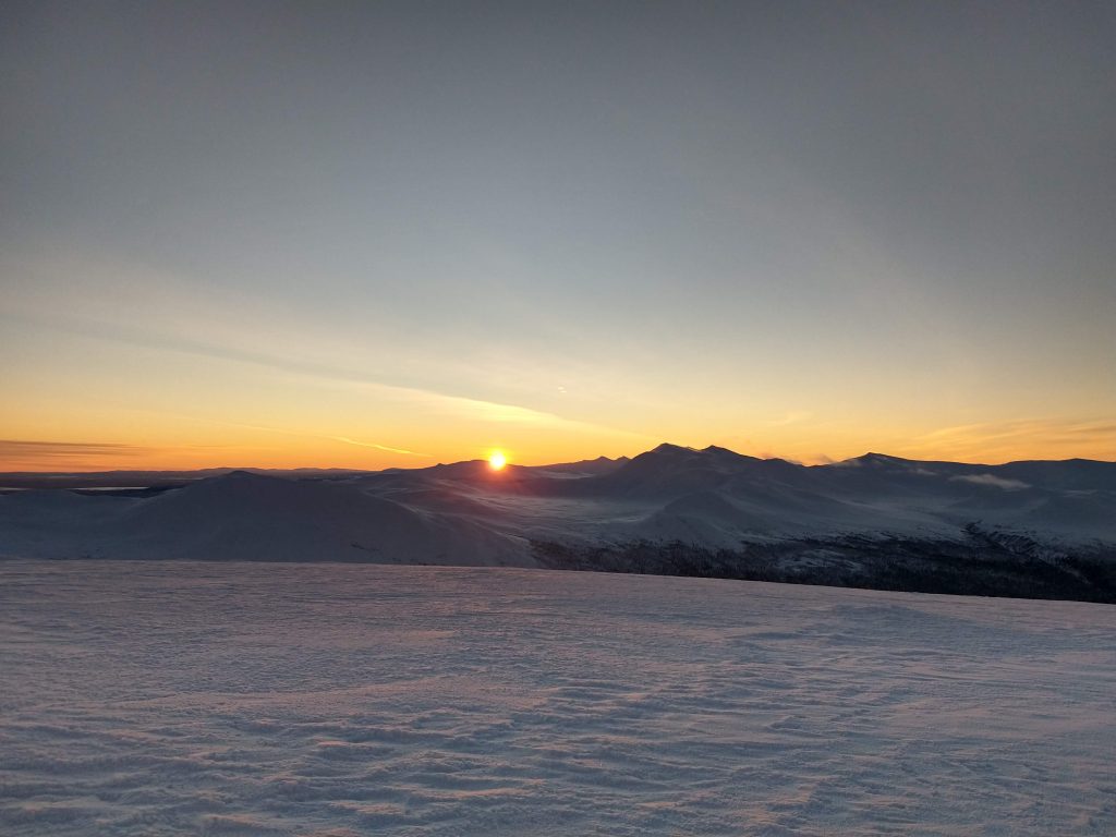 Watching the sunset in the mountains